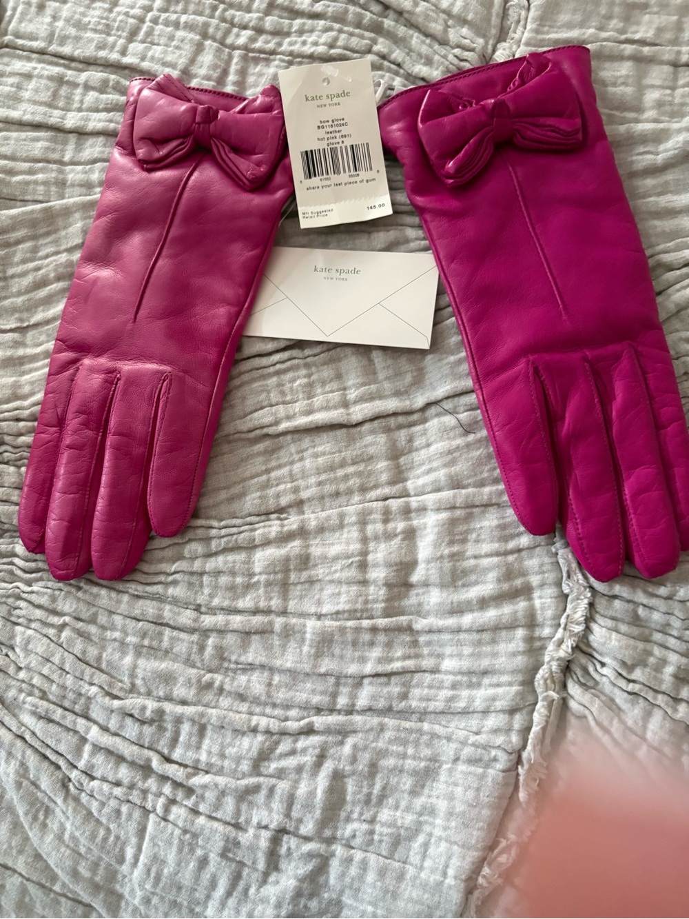 kate spade Hot Pink Leather Bow Gloves